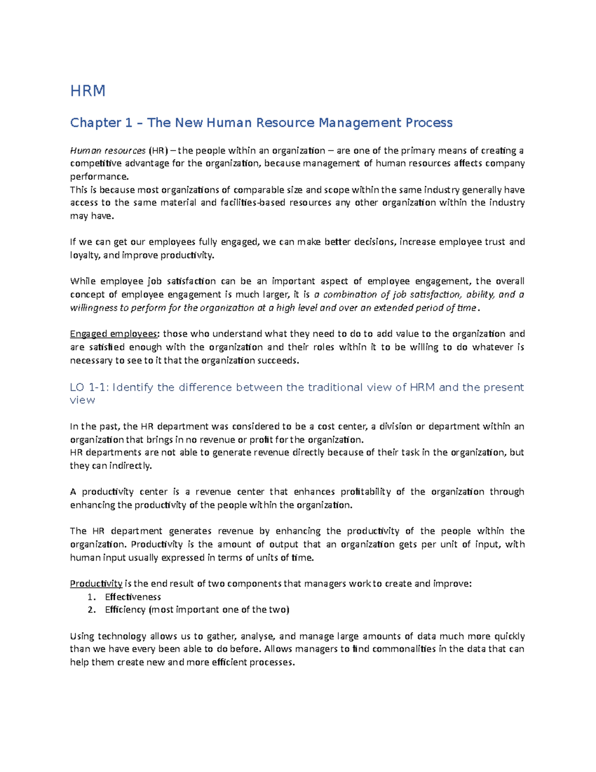 HRM 101: Summary of Key Concepts from Lussier & Hendon's Book (3rd ed ...