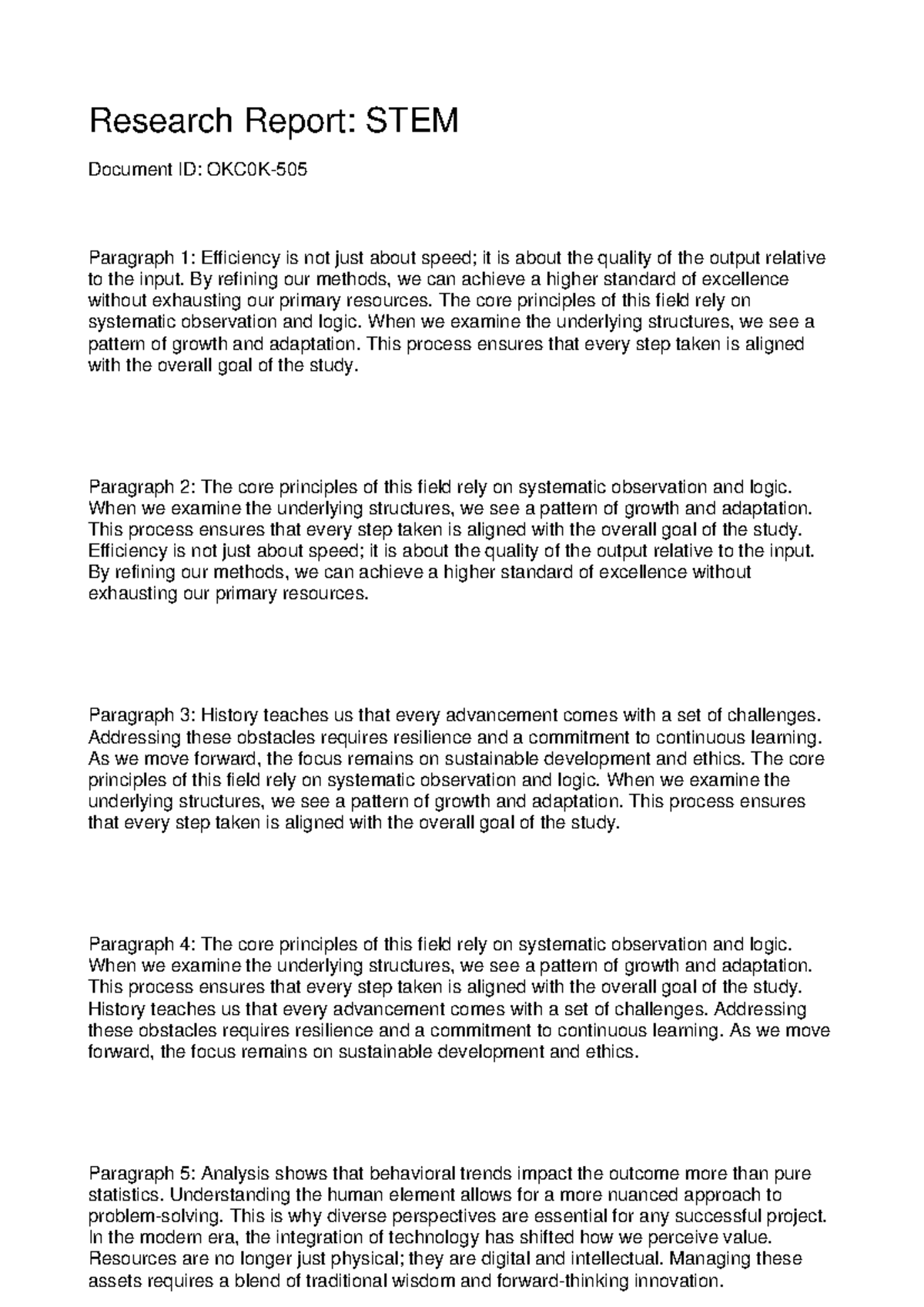 STEM Research Report: Principles of Efficiency and Innovation - Studocu