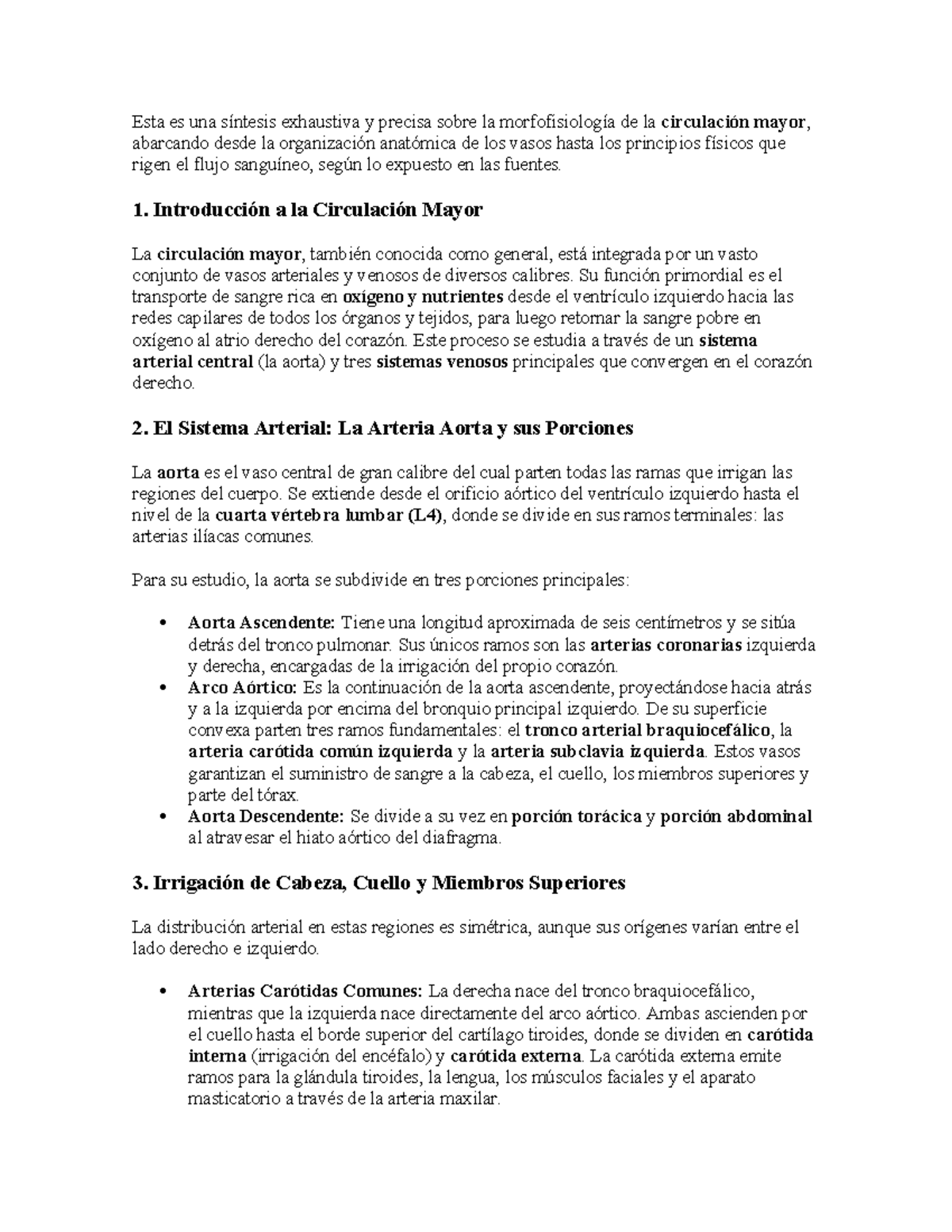Morfofisiología de la Circulación Mayor - Tema 3 (SSEEE) - Studocu