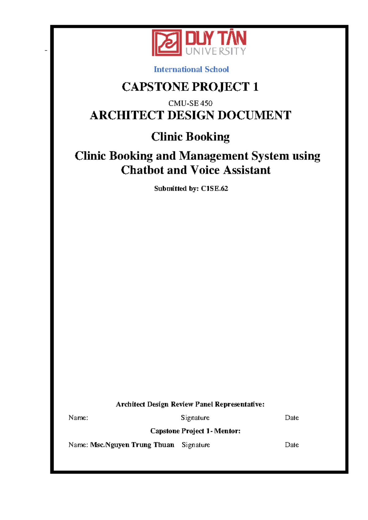 C1SE - Capstone Project 1: User Interface Design for Clinic Booking ...
