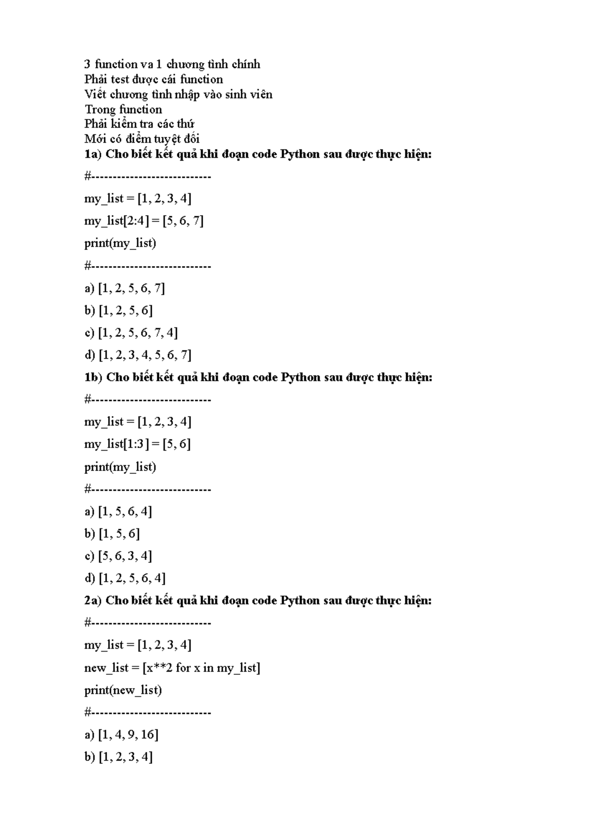 Python Functions and Code Examples - Dddd - 321321123 - Studocu