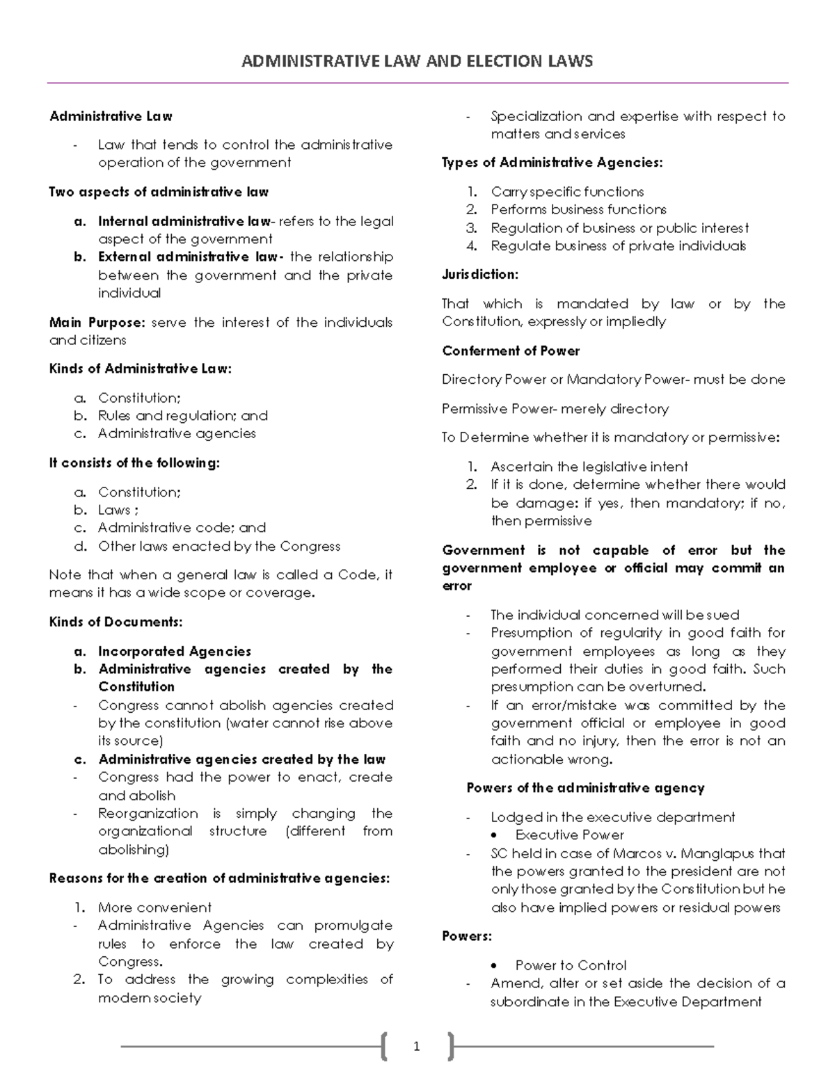 433387453 Administrative Law Summary and Key Concepts - Studocu