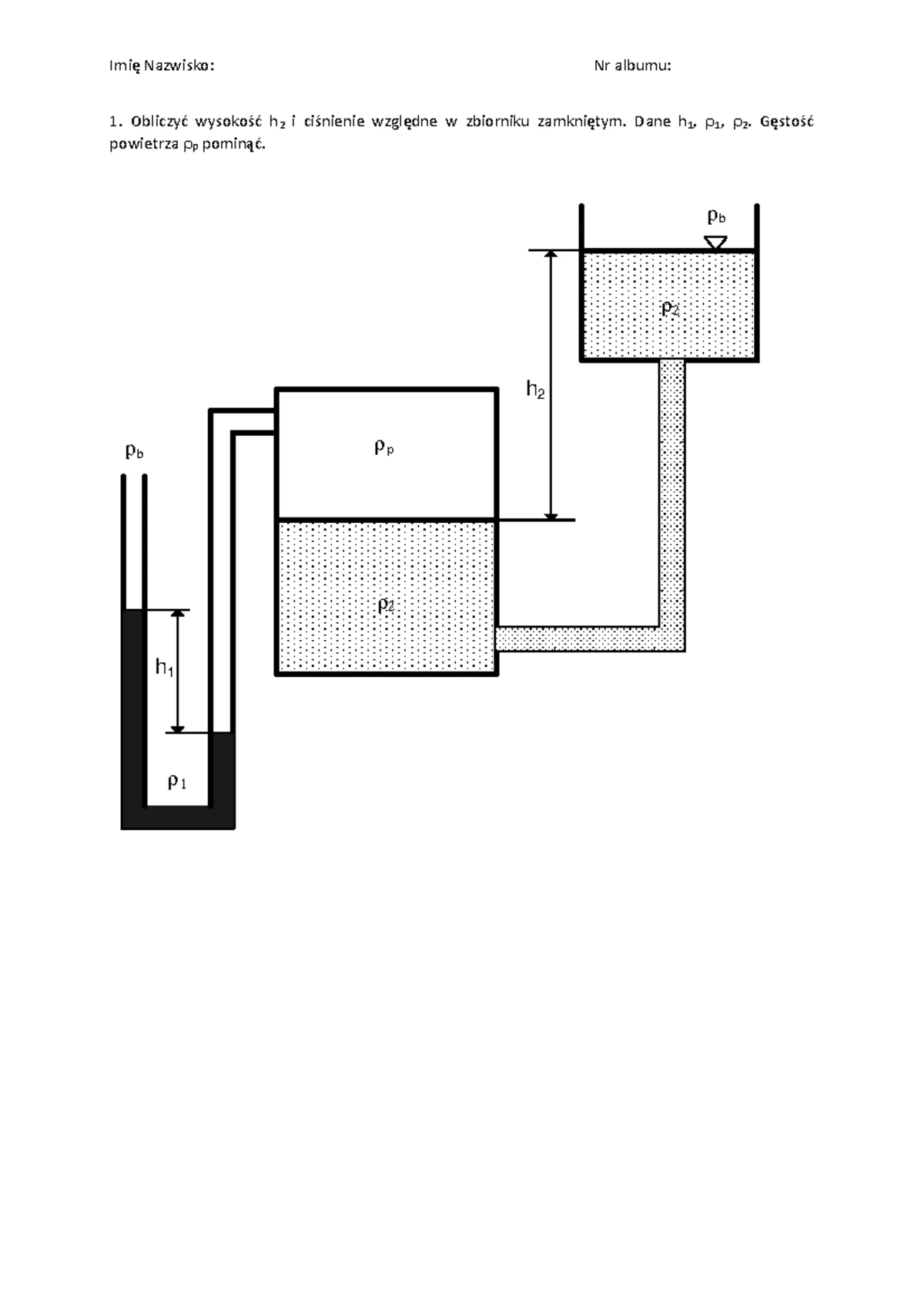 Obliczenia parcia hydrostatycznego na powierzchnię płaską - Laboratoria -  Studocu