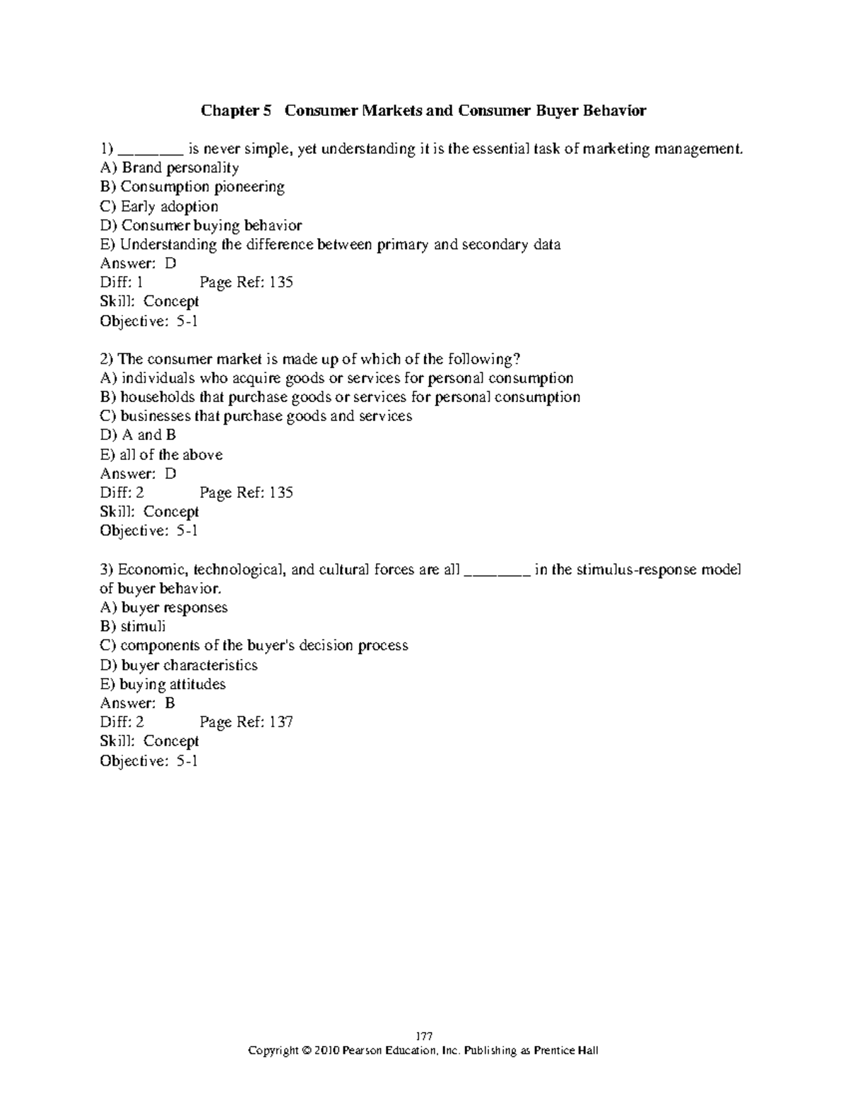 Chapter 5 practice - 177 Chapter 5 Consumer Markets and Consumer Buyer ...