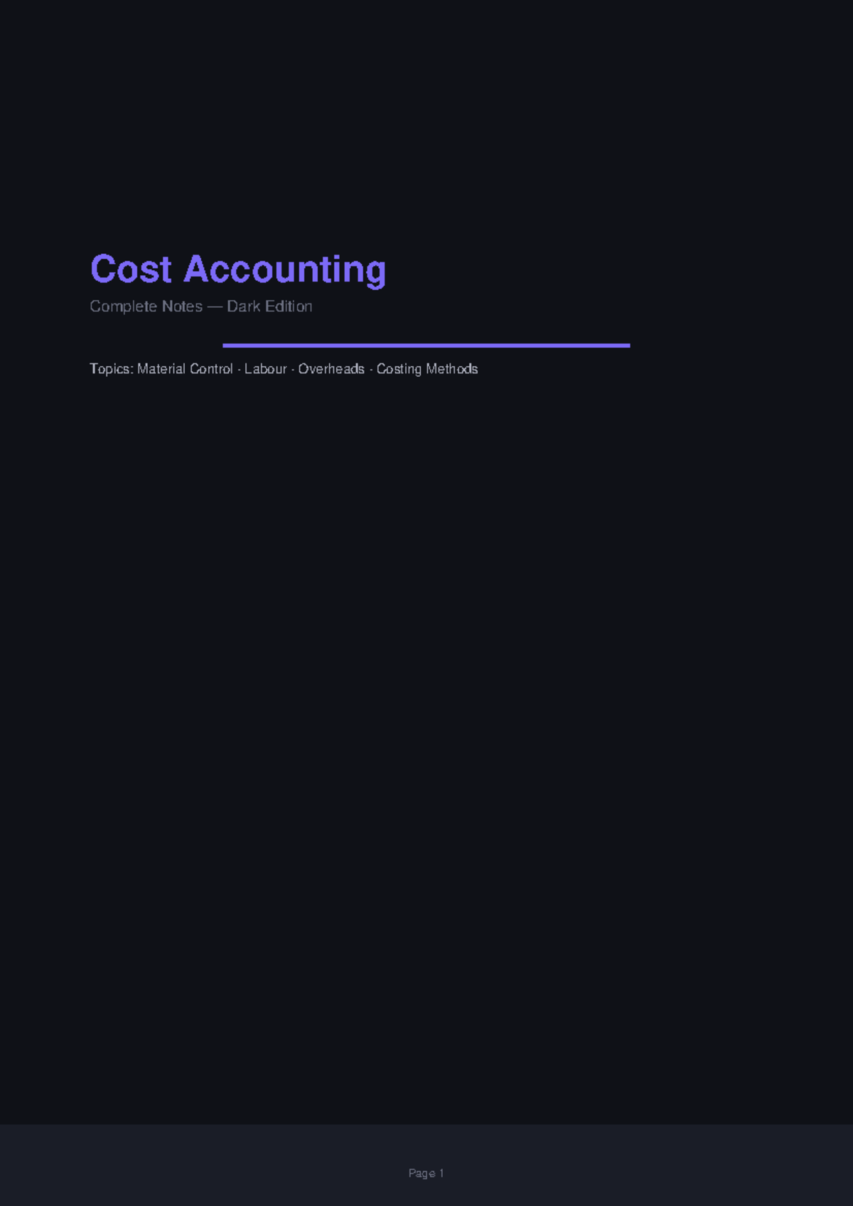Cost Accounting Notes (CA101) - Comprehensive Dark Edition - Studocu
