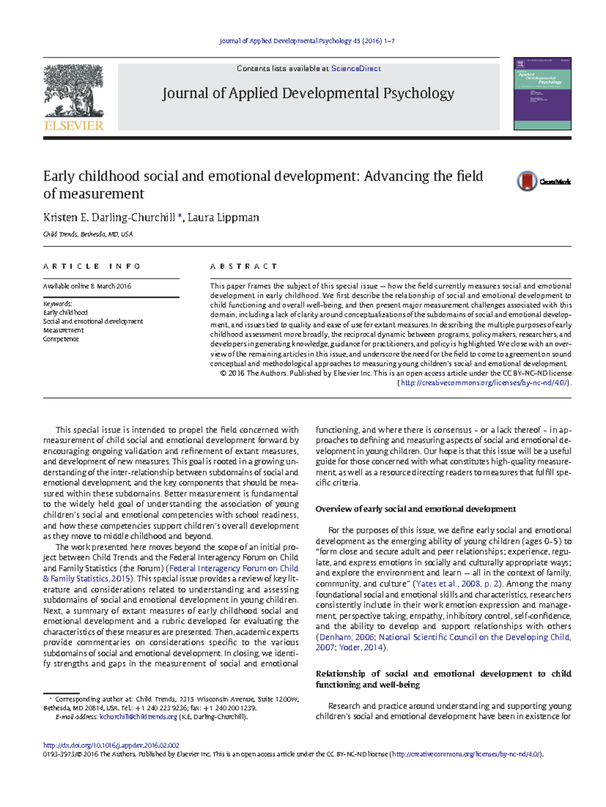 Measuring Early Childhood Social and Emotional Development - Studocu