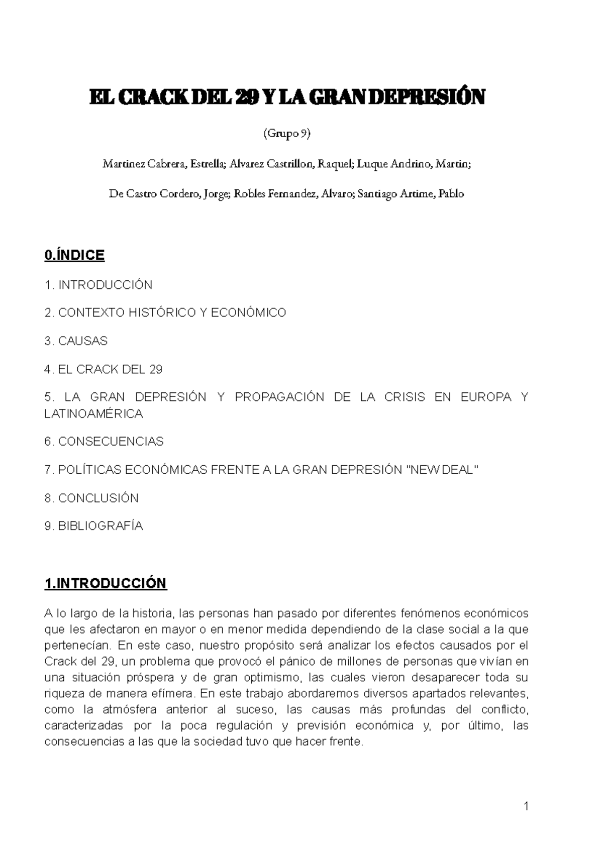 EL CRACK DEL 29 Y LA GRAN DEPRESIÓN: ANÁLISIS Y CONSECUENCIAS (Grupo 9 ...