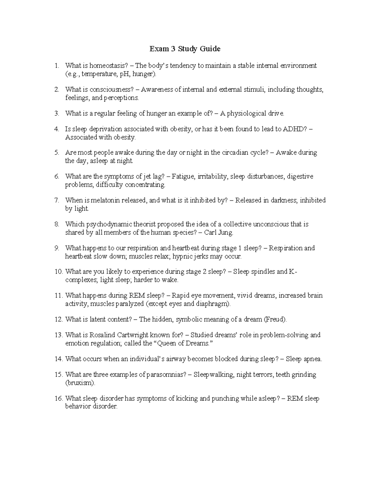 Psychology 101 Exam 3 Study Guide: Key Concepts & Conditions - Studocu