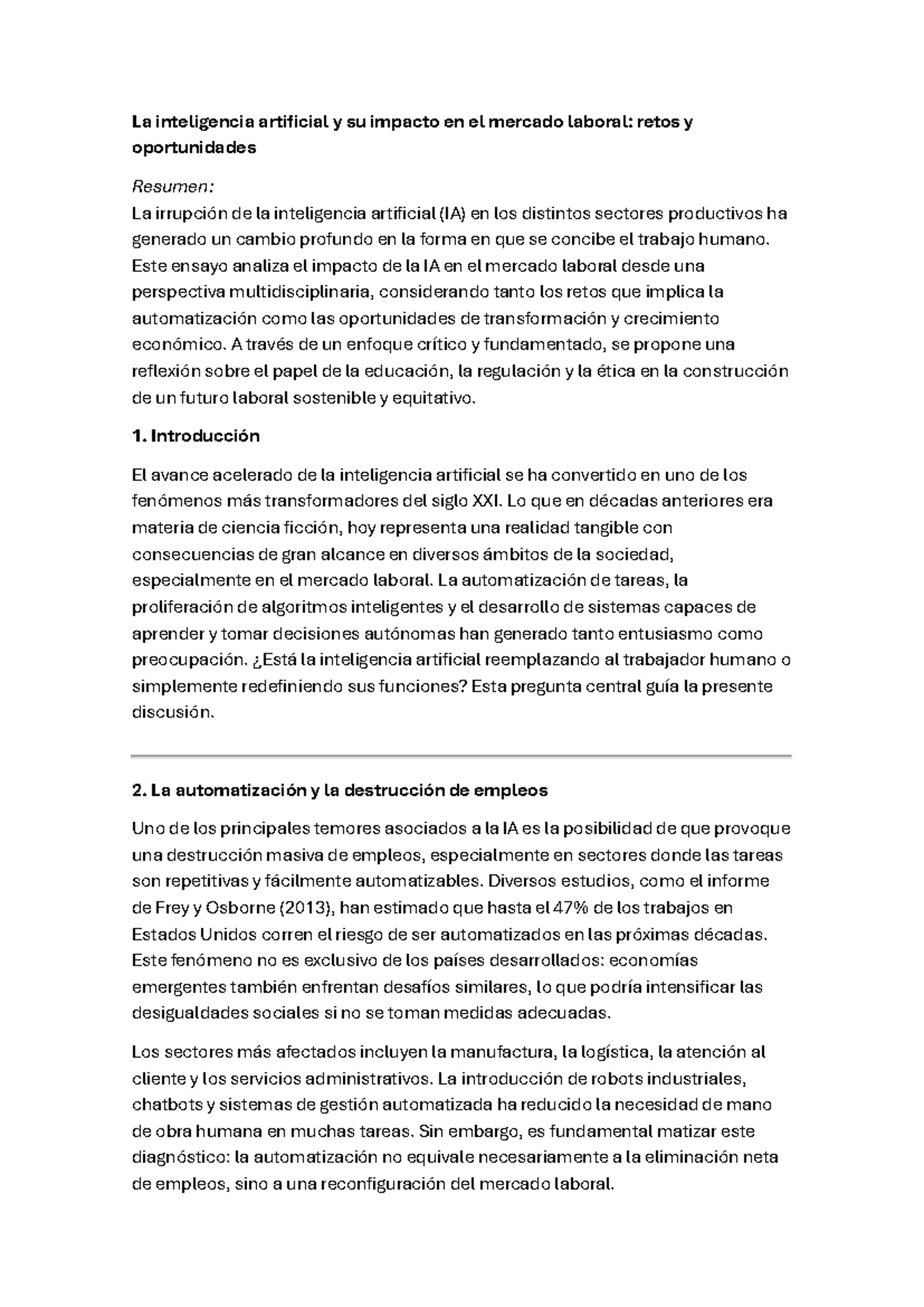 La inteligencia artificial y su impacto en el mercado laboral - Este ...