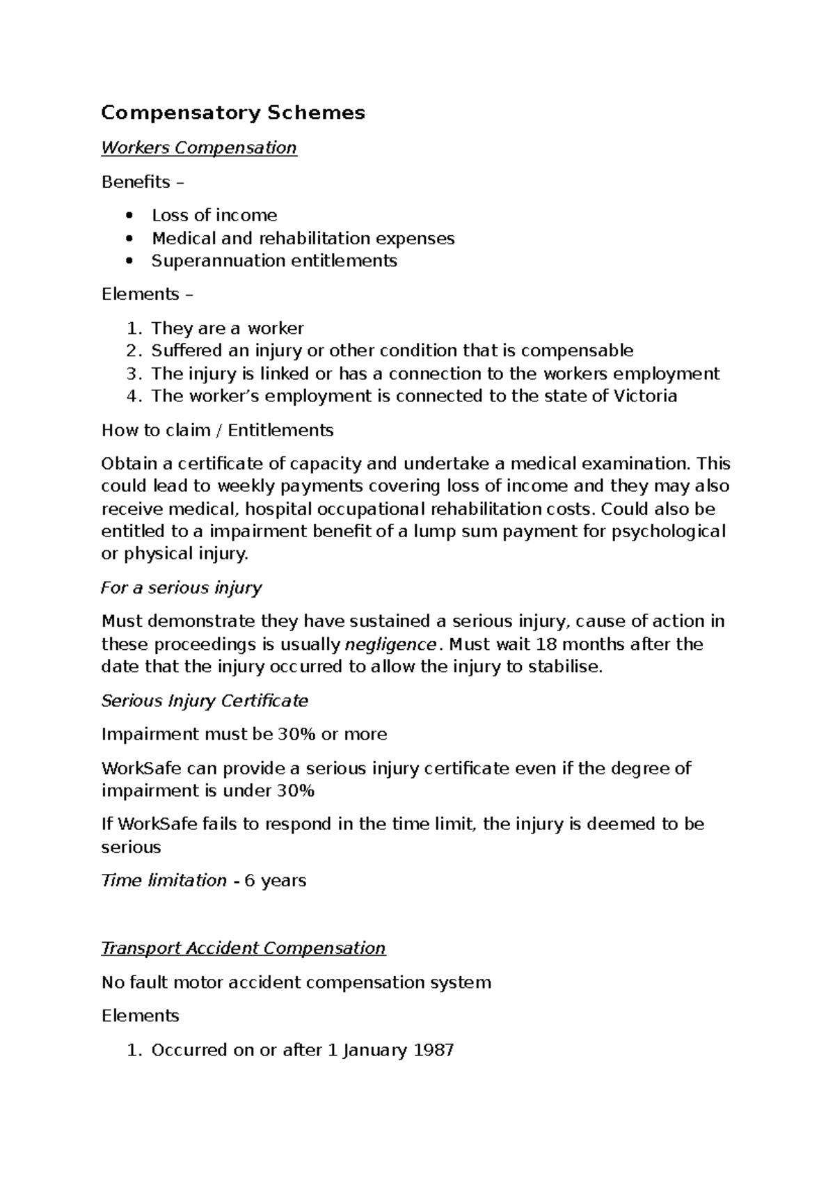 TORT LAW - EXAM Notes (Course Code: LAW101) - Studocu