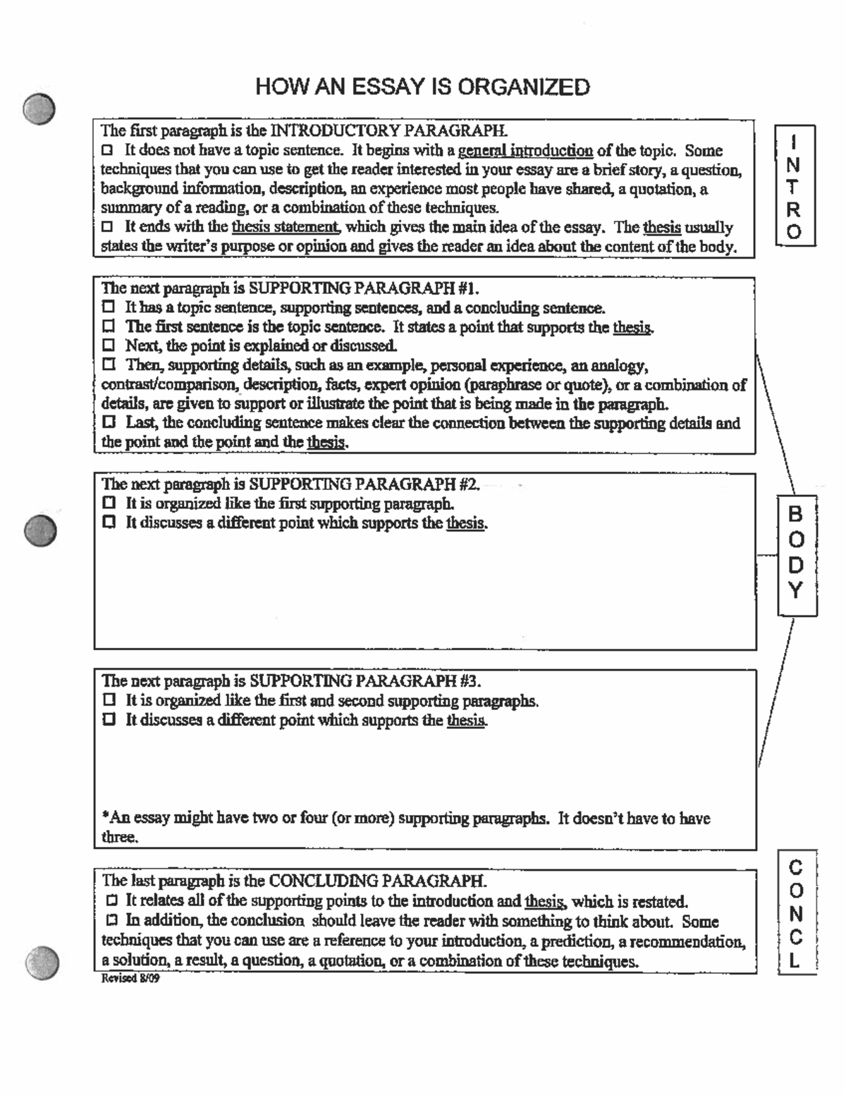 How an Essay is Organized - HOW AN ESSAY IS ORGANIZED The first ...