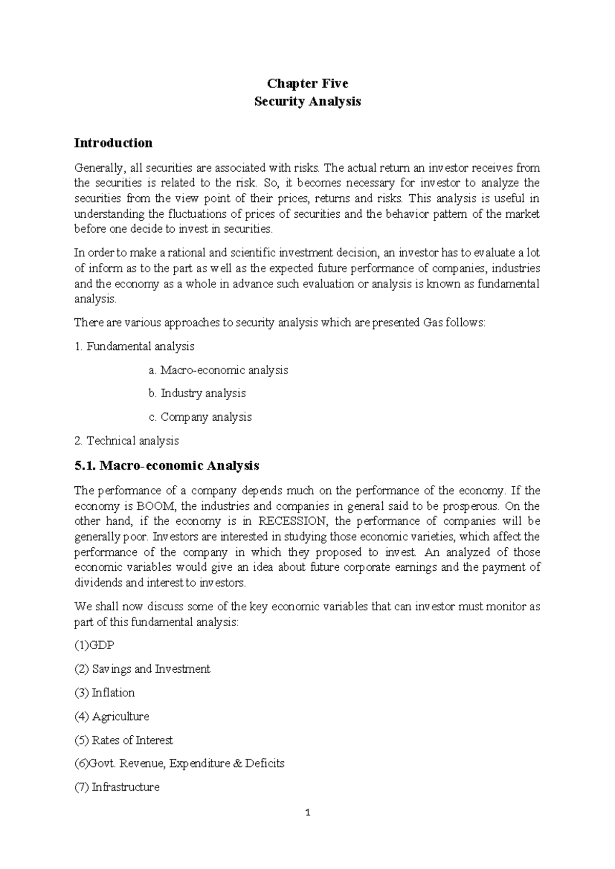 CH - 5 Security Analysis: Fundamental & Technical Approaches - Studocu