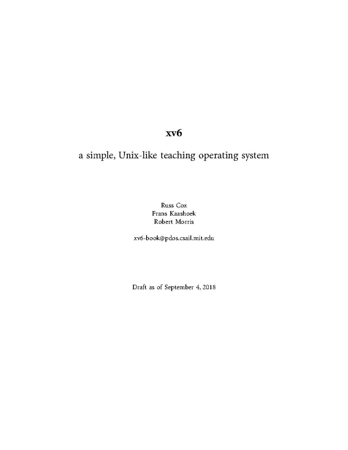 xv6: A Teaching OS Overview for 6.828 Operating Systems Class - Studocu