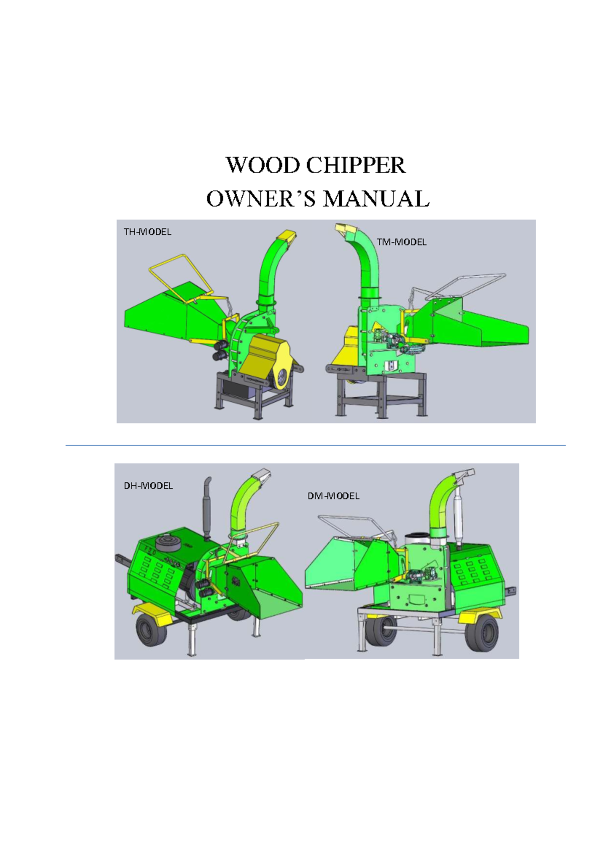 WOOD CHIPPER MANUAL: OPERATION & MAINTENANCE GUIDE - Studocu