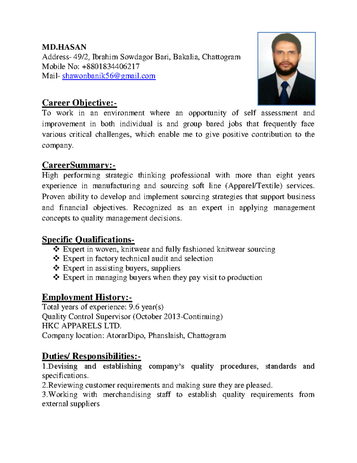 CV MD Hasan Final File - It will be helpful for the other students ...