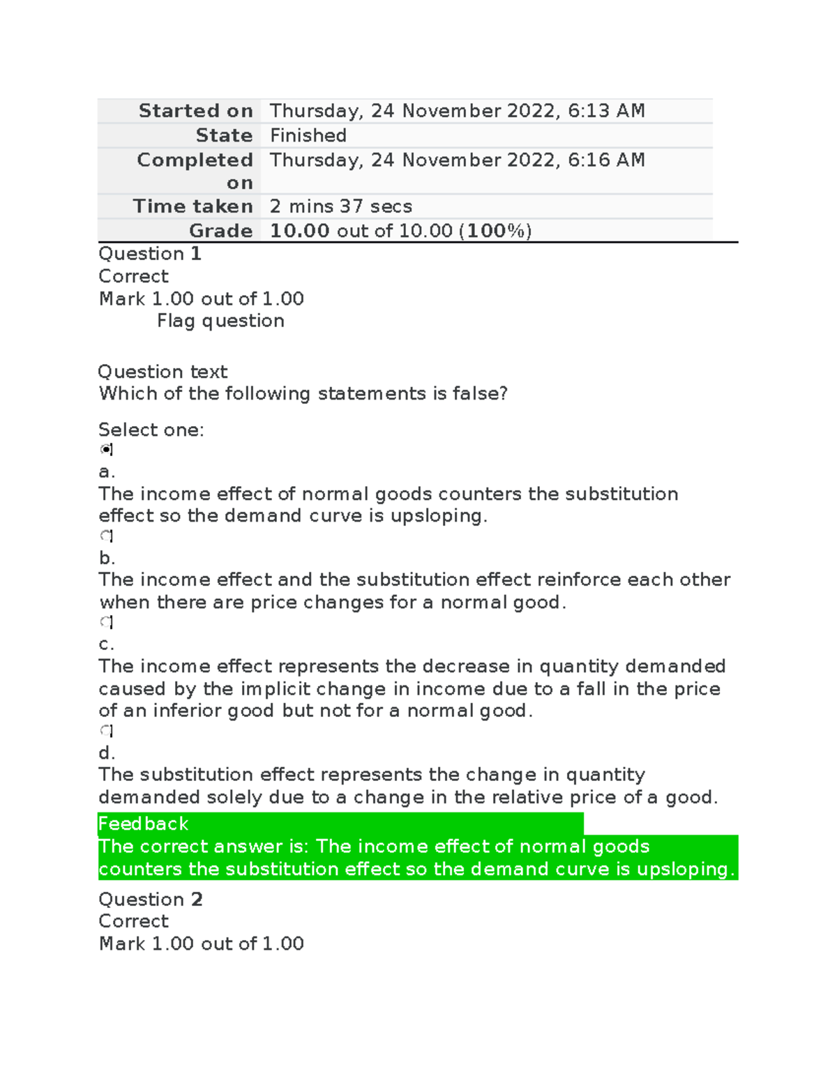 ECON 1580 UNIT 3 SELF QUIZ Chapter 7 - Started on Thursday, 24 November ...