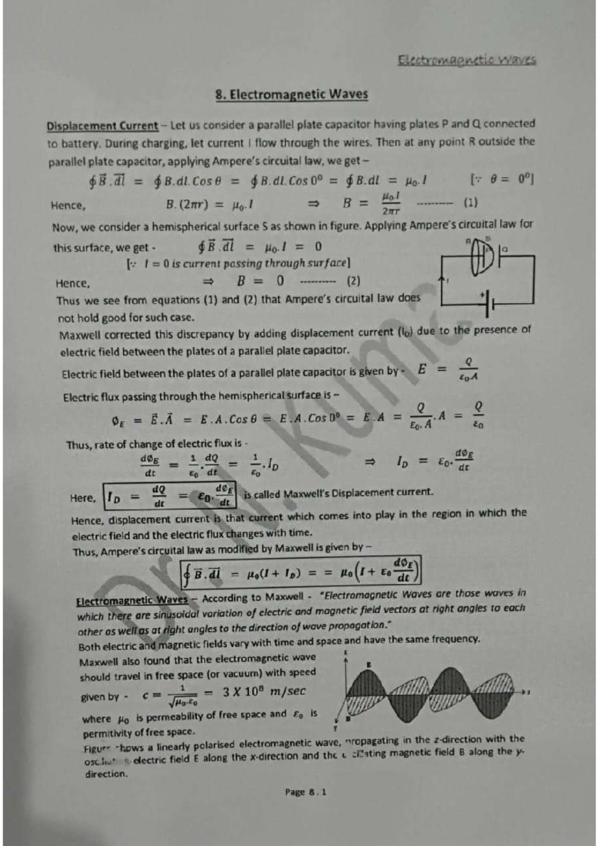 Electromagnetic Waves: Displacement Current and Properties (P1) - Studocu
