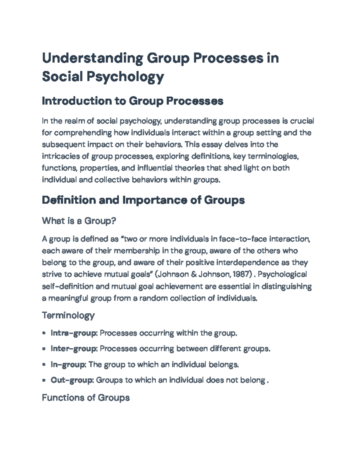 Understanding Group Processes in Social Psychology: Key Concepts ...