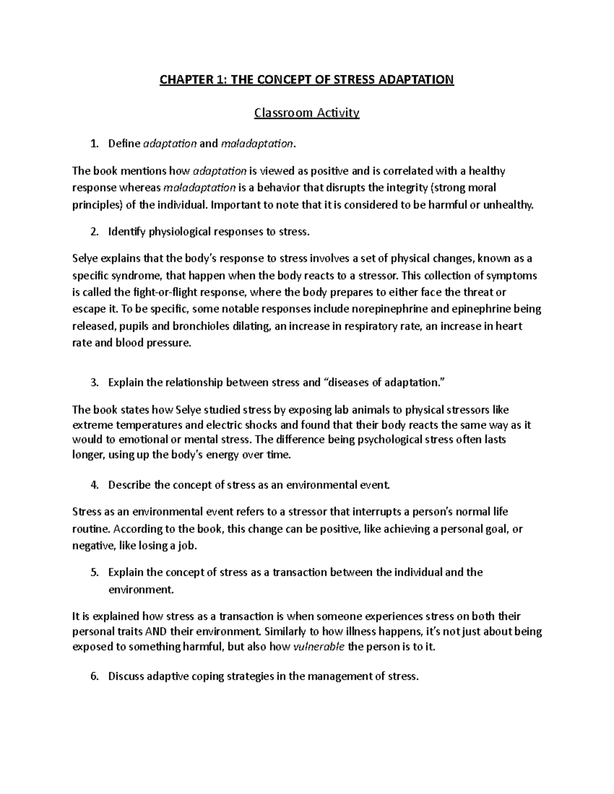 Psych 101 Chapter 1: Understanding Stress Adaptation Concepts - Studocu