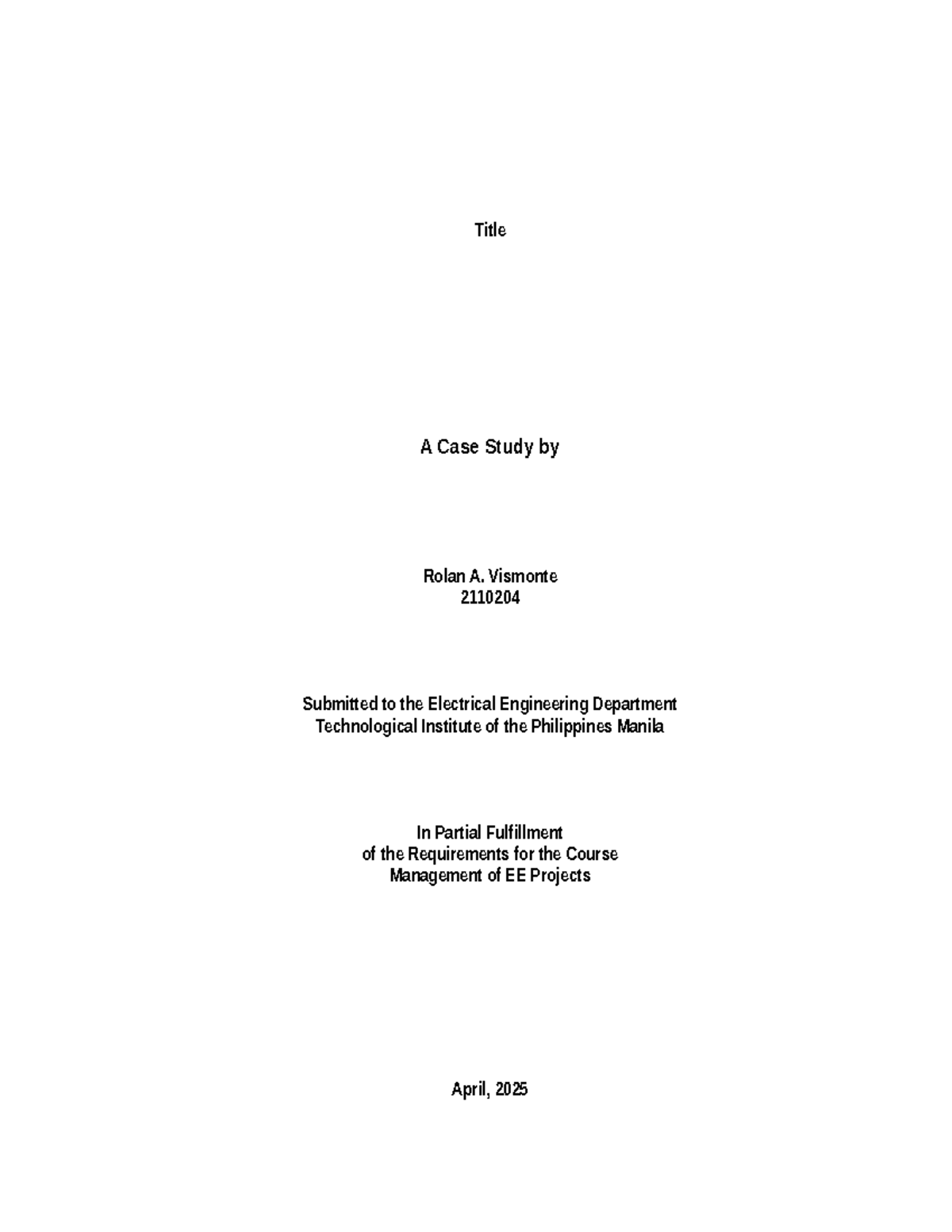 Case Study on Engineering Management in EE Projects (EE 2110204) - Studocu