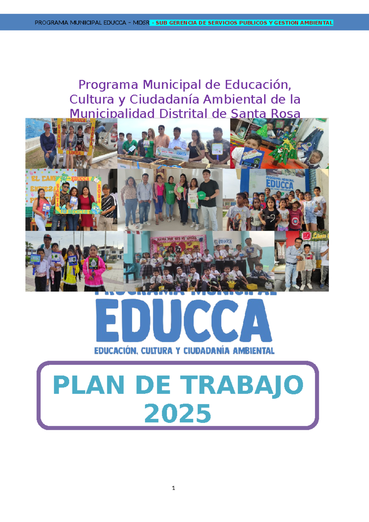 Plan de Trabajo Programa EDUCCA 2025 - Educación y Ciudadanía Ambiental ...