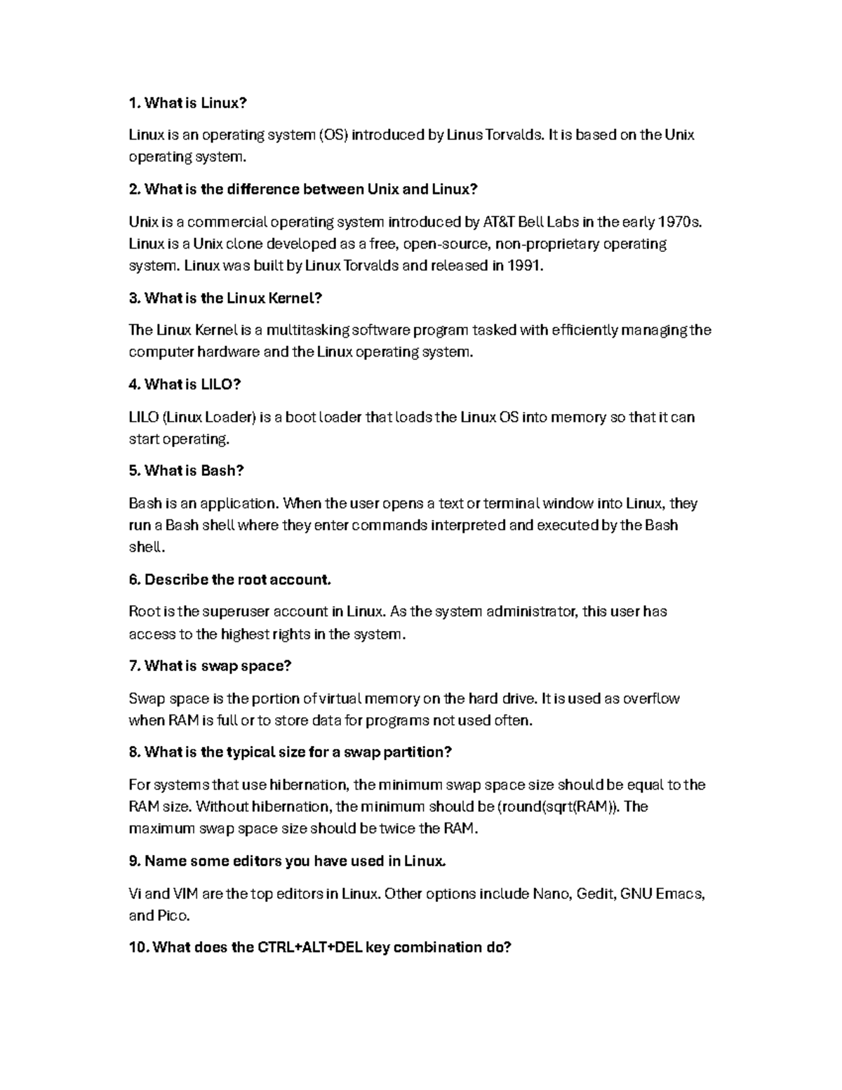 Linux question pdf - What is Linux? Linux is an operating system (OS ...