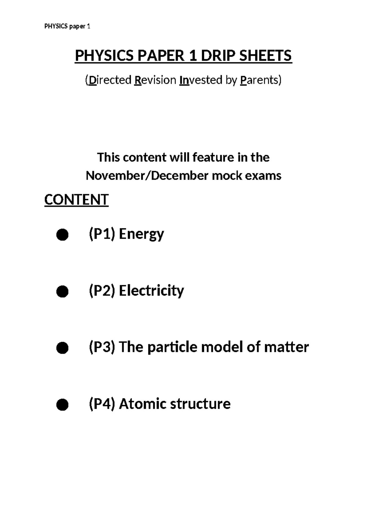 AQA GCSE Physics Paper 1 Revision Notes for Mock Exams - Studocu
