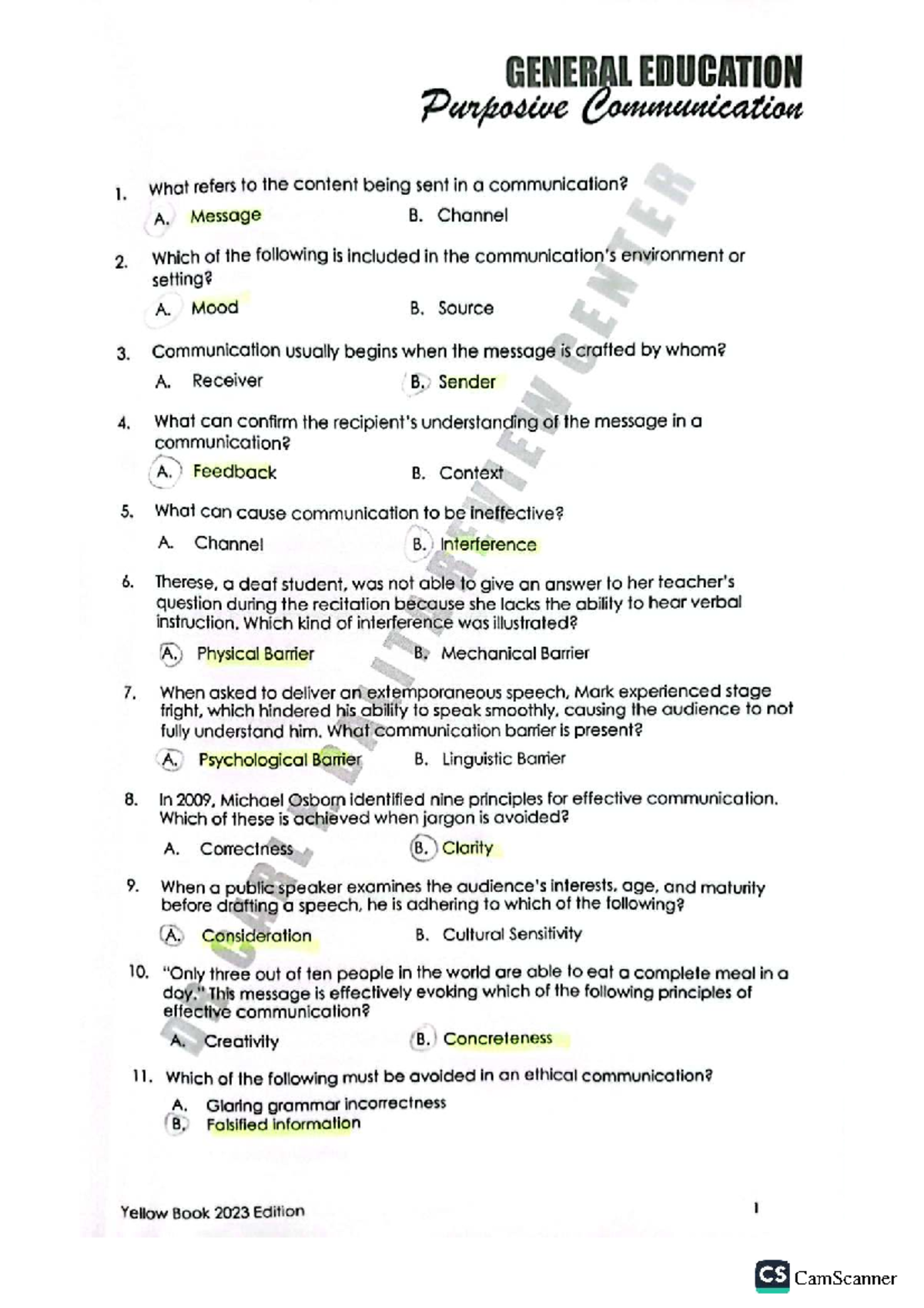 CS GENERAL EDUCATION Purposive Communication Study Guide - Studocu