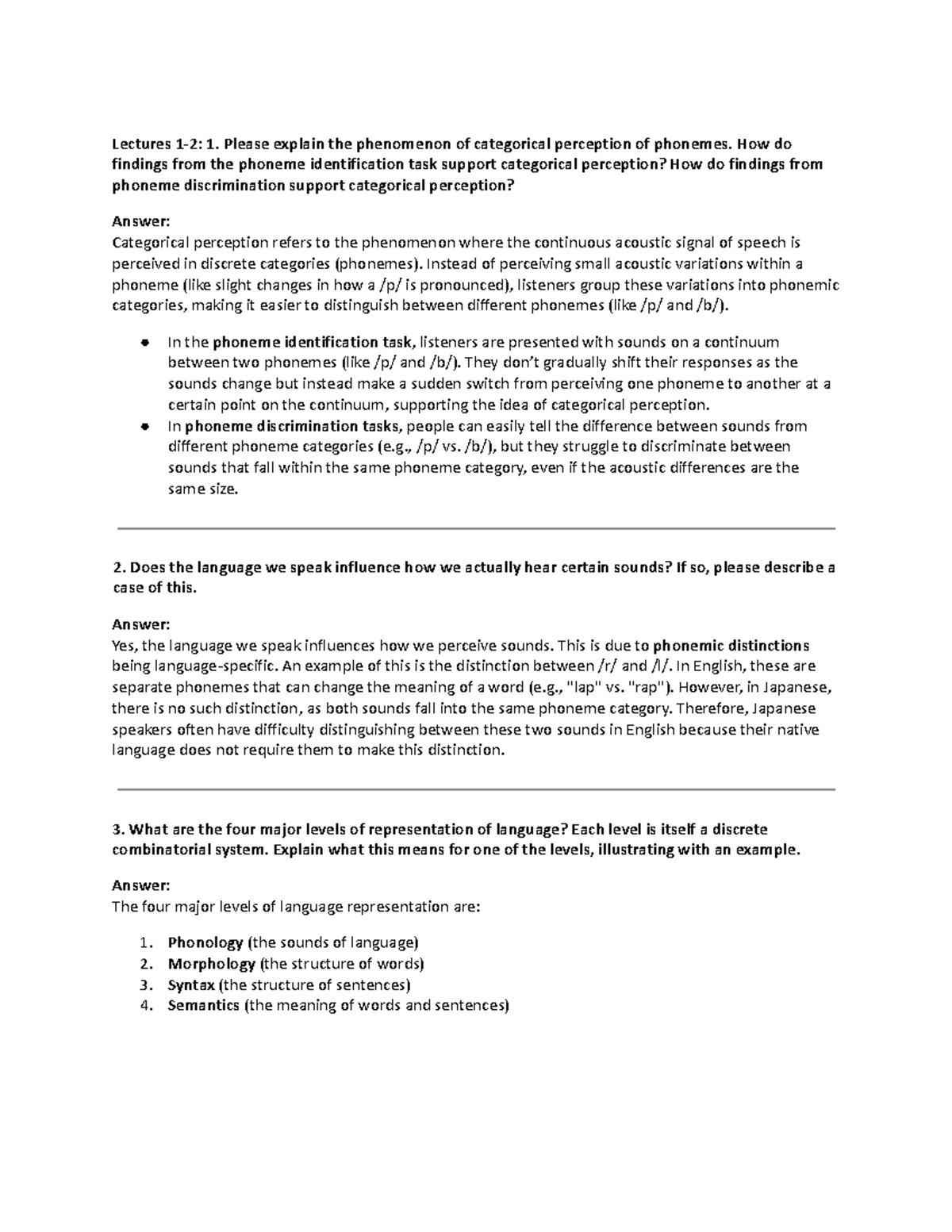 Ling1310 Midterm Exam 1 Prep - Key Concepts and Insights on Categorical ...