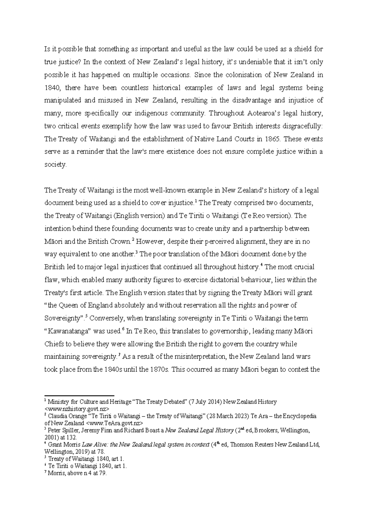 Law110 Essay 2: Examining Justice Through the Treaty of Waitangi - Studocu