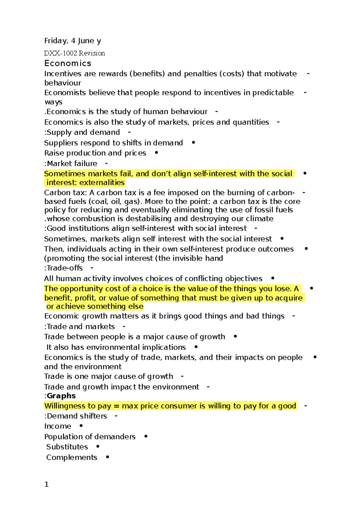 DXX-1002 Final Exam Economics Revision Notes and Key Concepts - Studocu