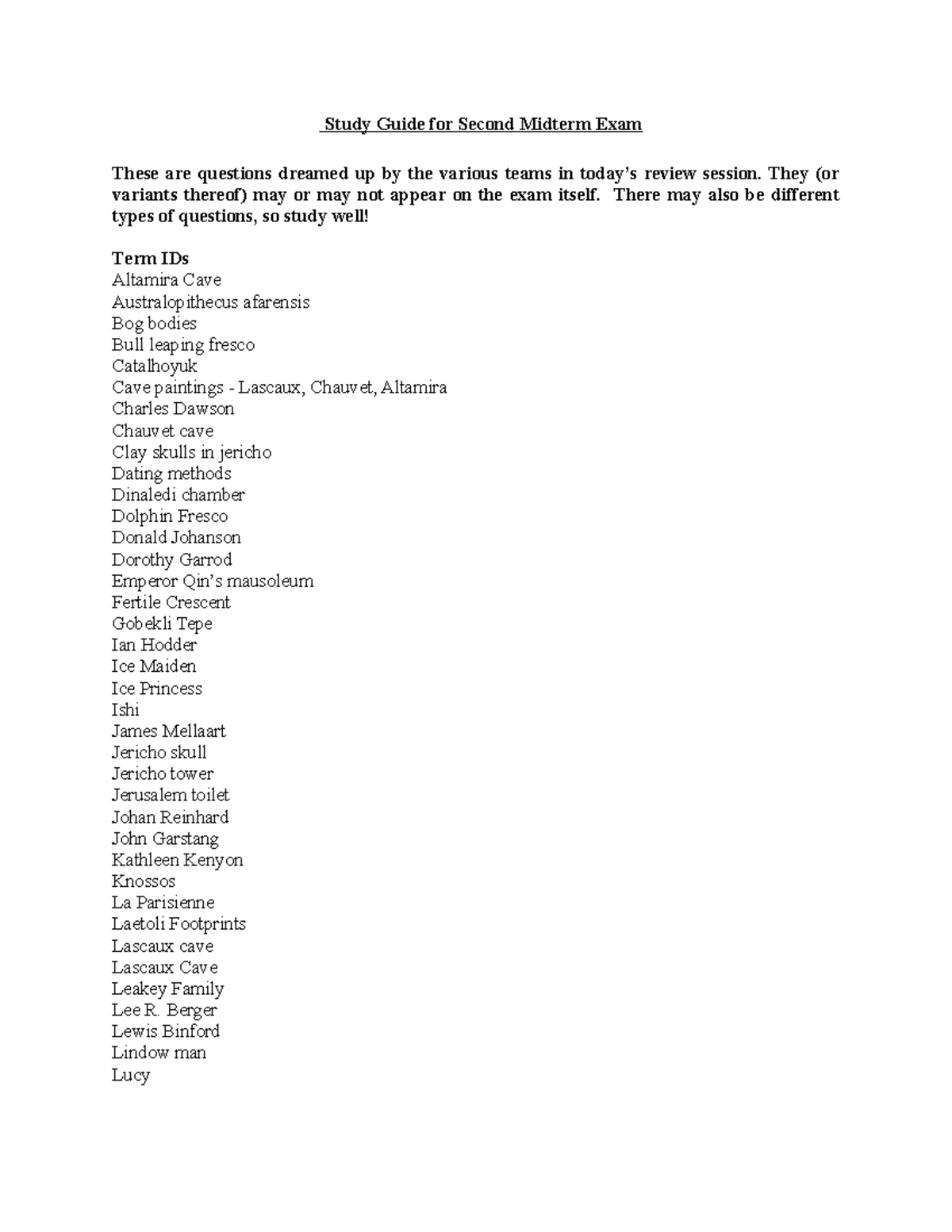 Study Guide for ANTH 210 Second Midterm Exam: Key Questions & Topics ...