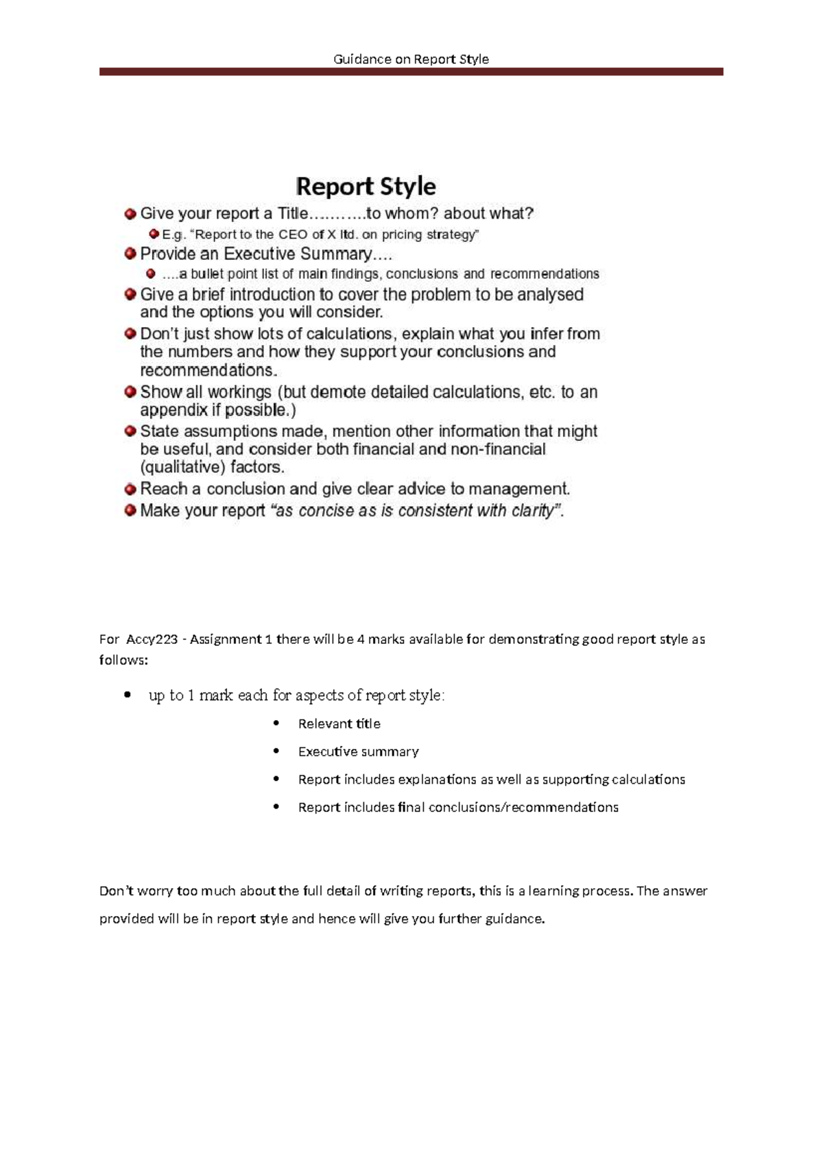 ACCY223 Report style - Guidance on Report Style For Accy223 ...