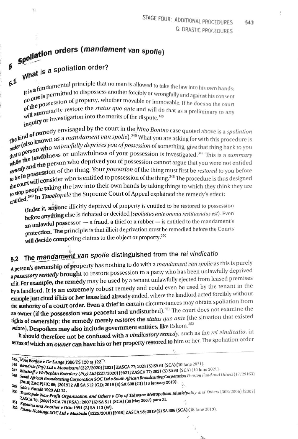 STAGE FOUR: ADDITIONAL PROCEDURES 543 G - SPOLIATION ORDERS EXPLAINED ...