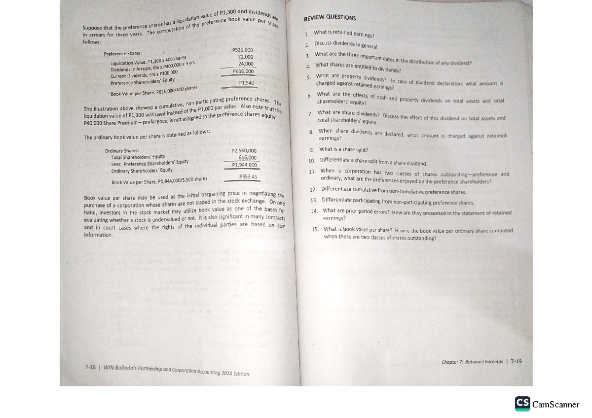 WIN Partnership and Corporation Accounting 2024: Chapter 7 Retained Earnings Activities - Document Preview
