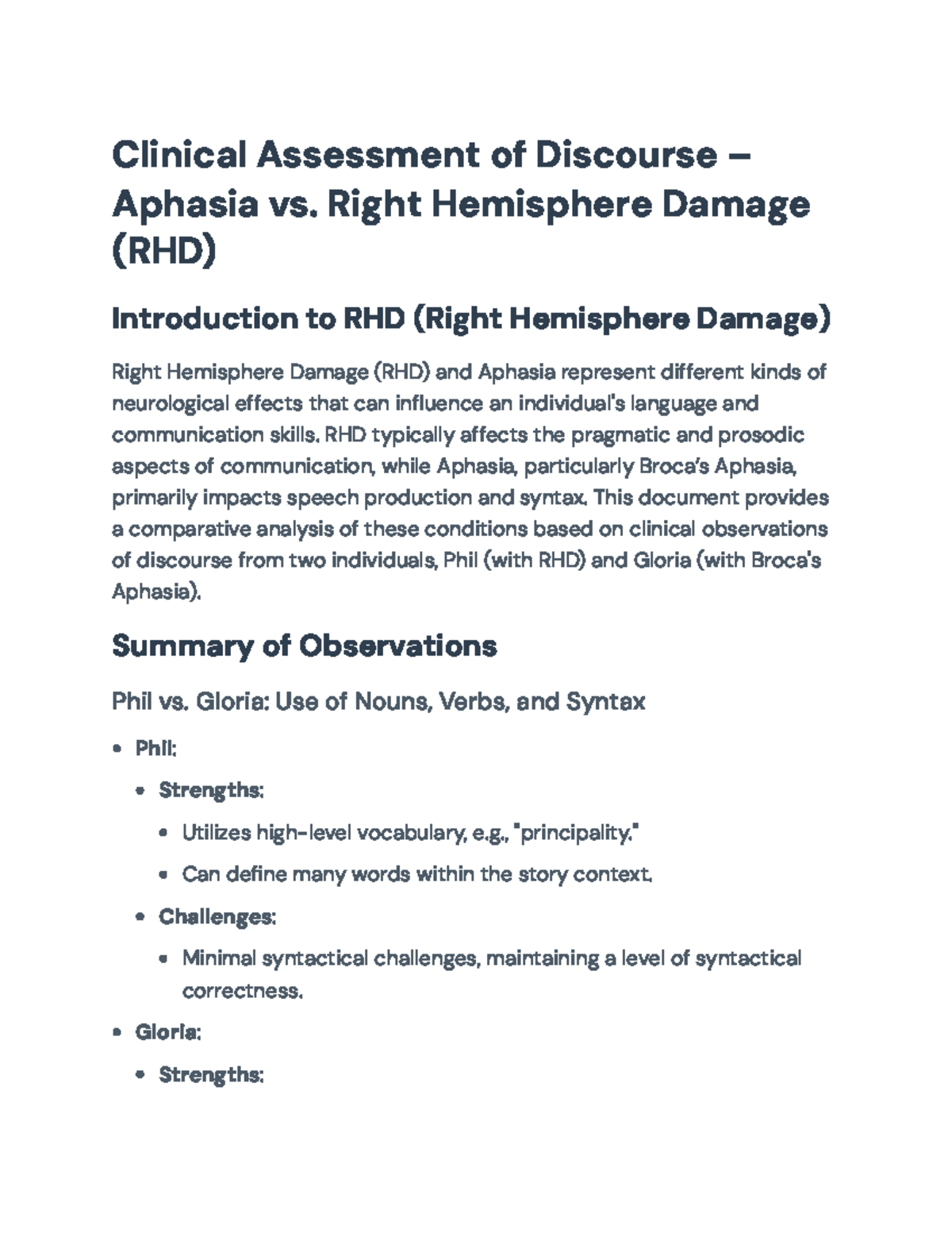 Clinical Assessment of Discourse: Comparing Aphasia & RHD Analysis ...