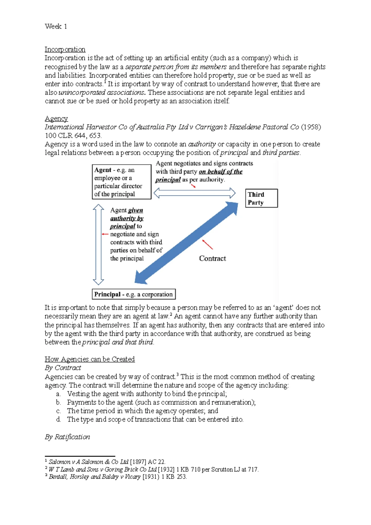 4025LAW C+A Week 1 Lecture Notes on Corporations & Agency - Studocu