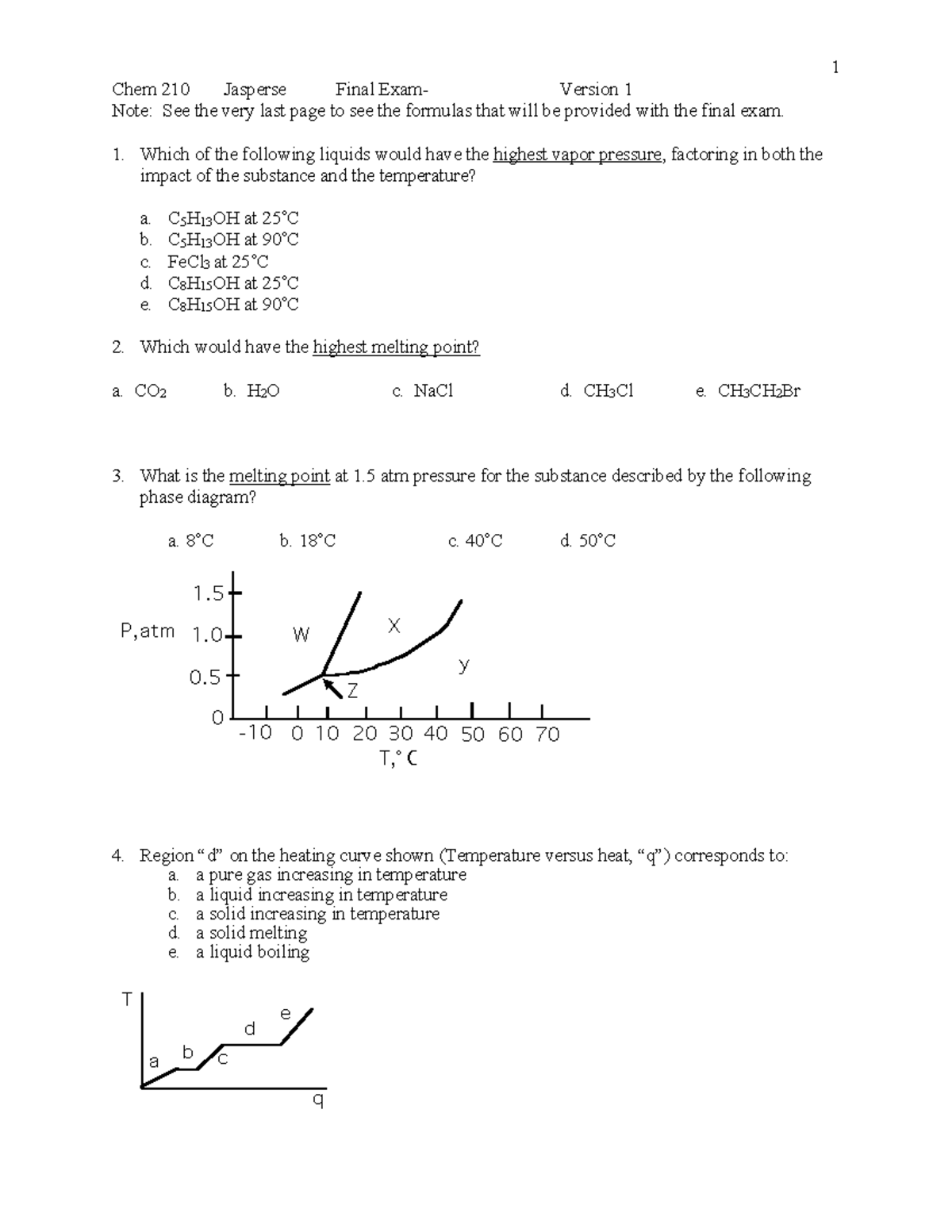 Chem 210 Jasperse Final Exam Practice Version 1 - Studocu