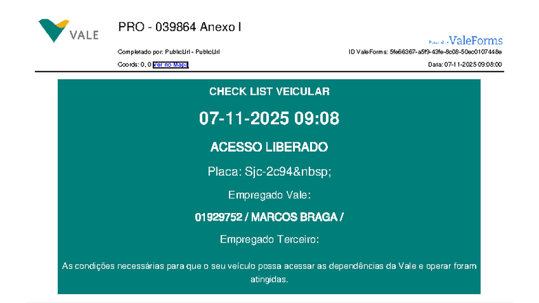 PRO 039864 Check List Veicular - Inspeção de Veículos Vale - Studocu