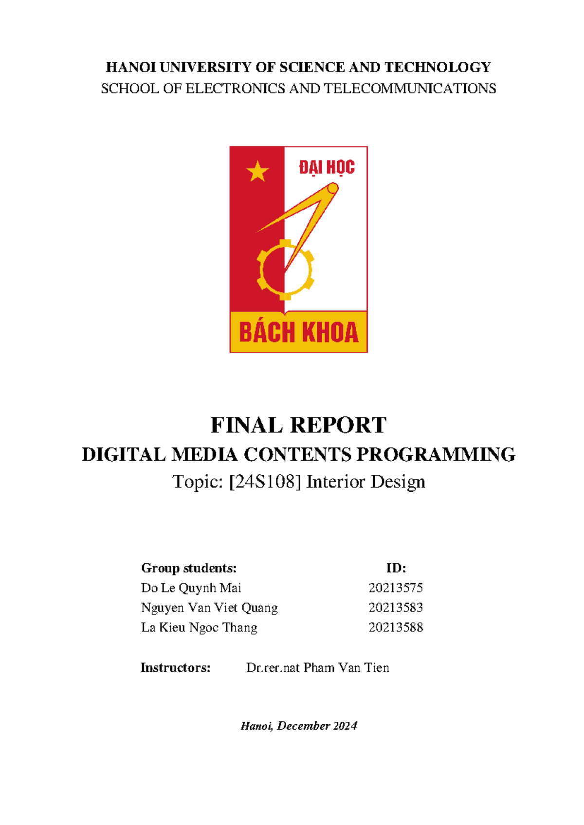 24S108 Final Report: Interior Design Digital Media Programming - Studocu