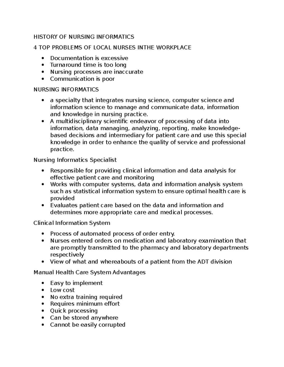 History of Nursing Informatics: Key Developments & Challenges - Studocu