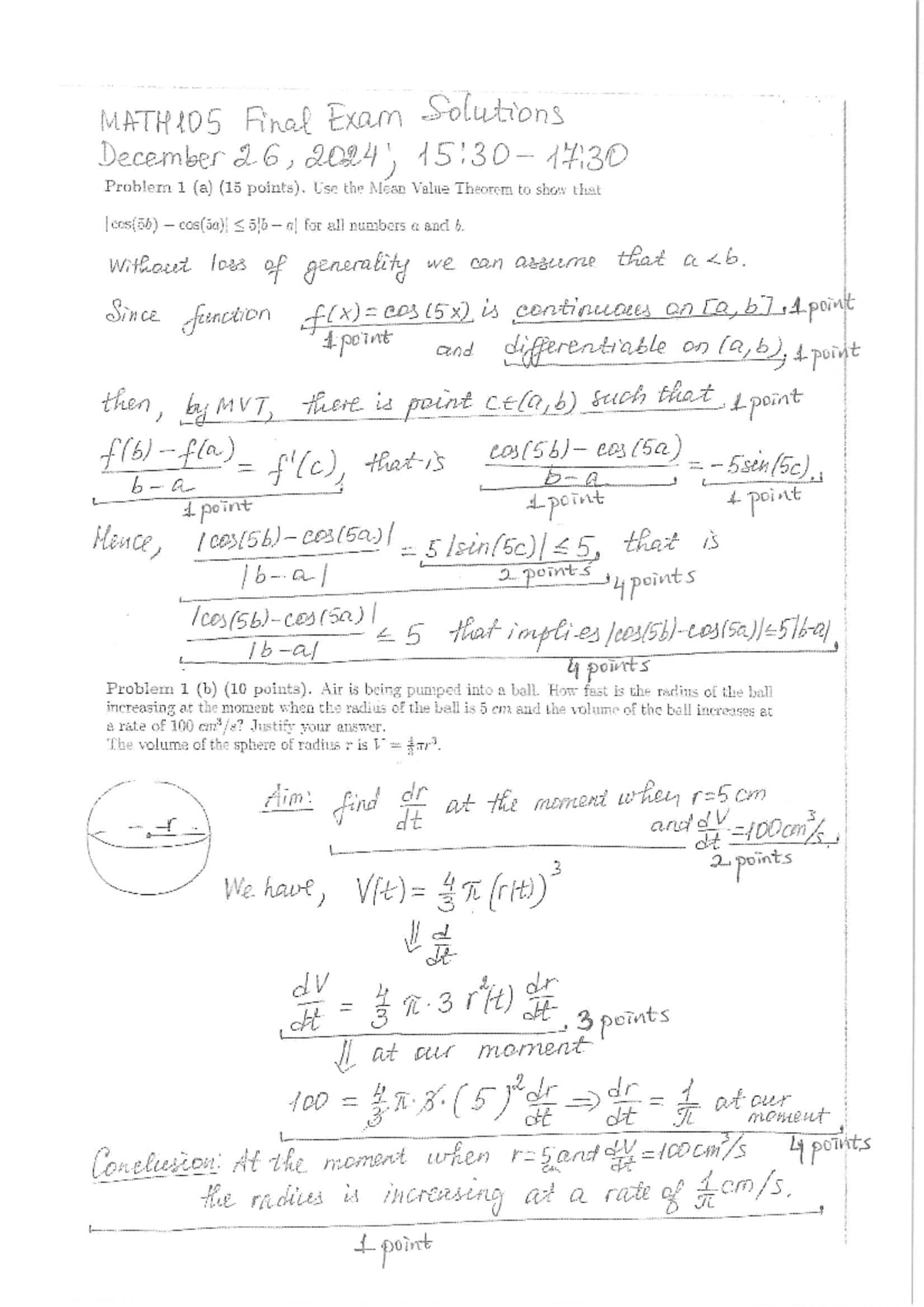Math 105 Fall 2024 Final Exam Solutions - Studocu