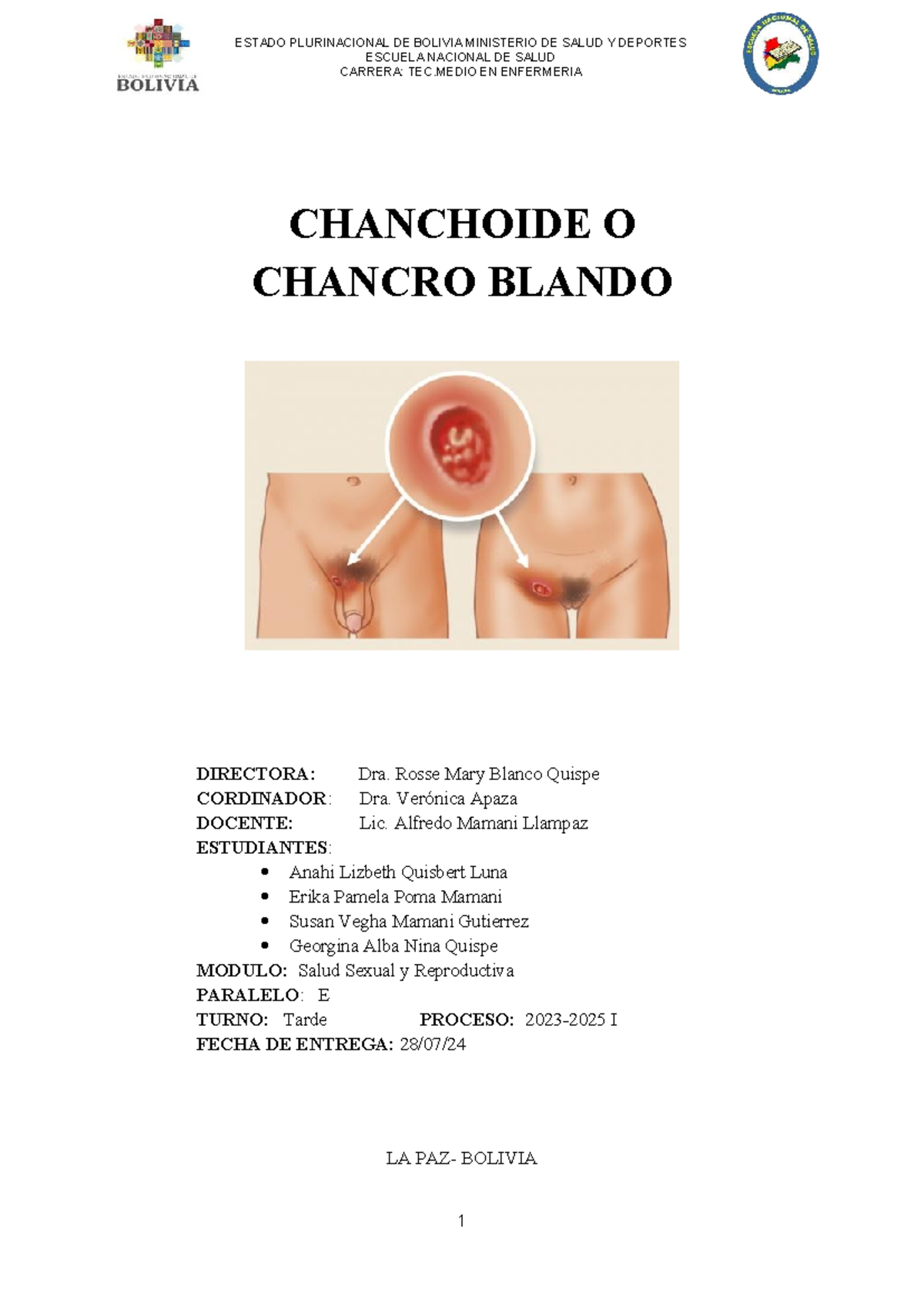 Informe sobre Chancro Blando - TEC.MEDIO EN ENFERMERIA - Studocu