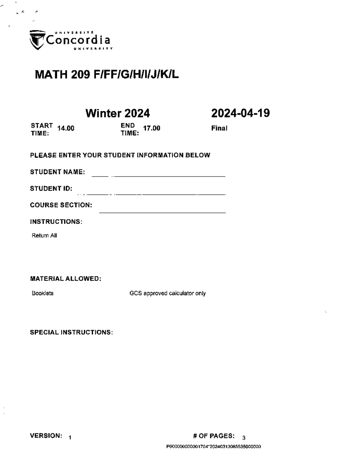 MATH 205 course outline for differential integral calculus II, fall ...