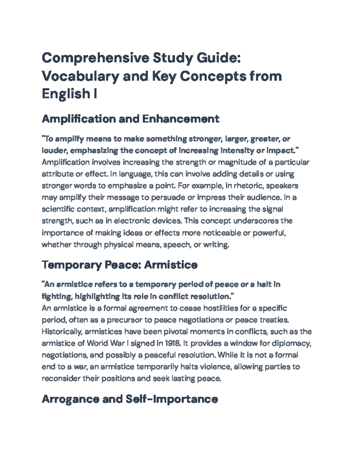 Comprehensive Study Guide: Key Vocabulary & Concepts for English I ...