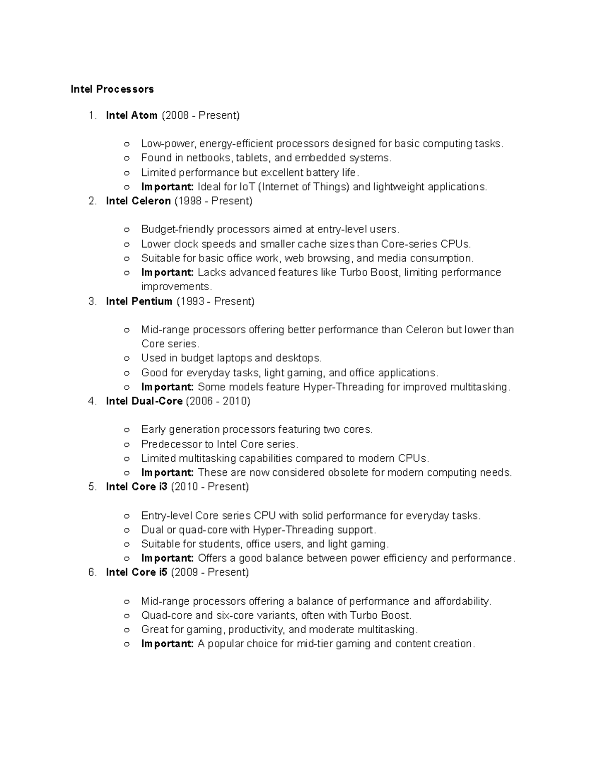 Reviewer Microprocessor( Prelim) - Intel Processors Intel Atom (2008 ...