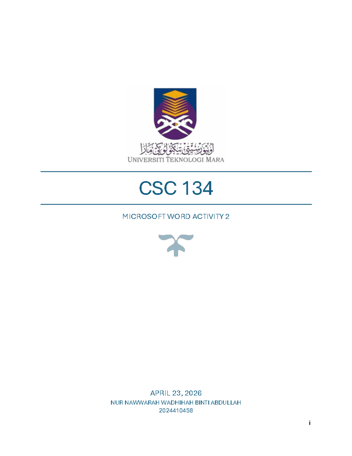 CSC 134 Microsoft Word Activity 2 Overview and Features - Studocu