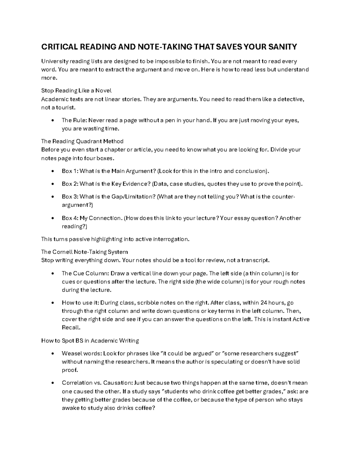 CRITICAL READING STRATEGIES FOR ACADEMIC SUCCESS - Studocu