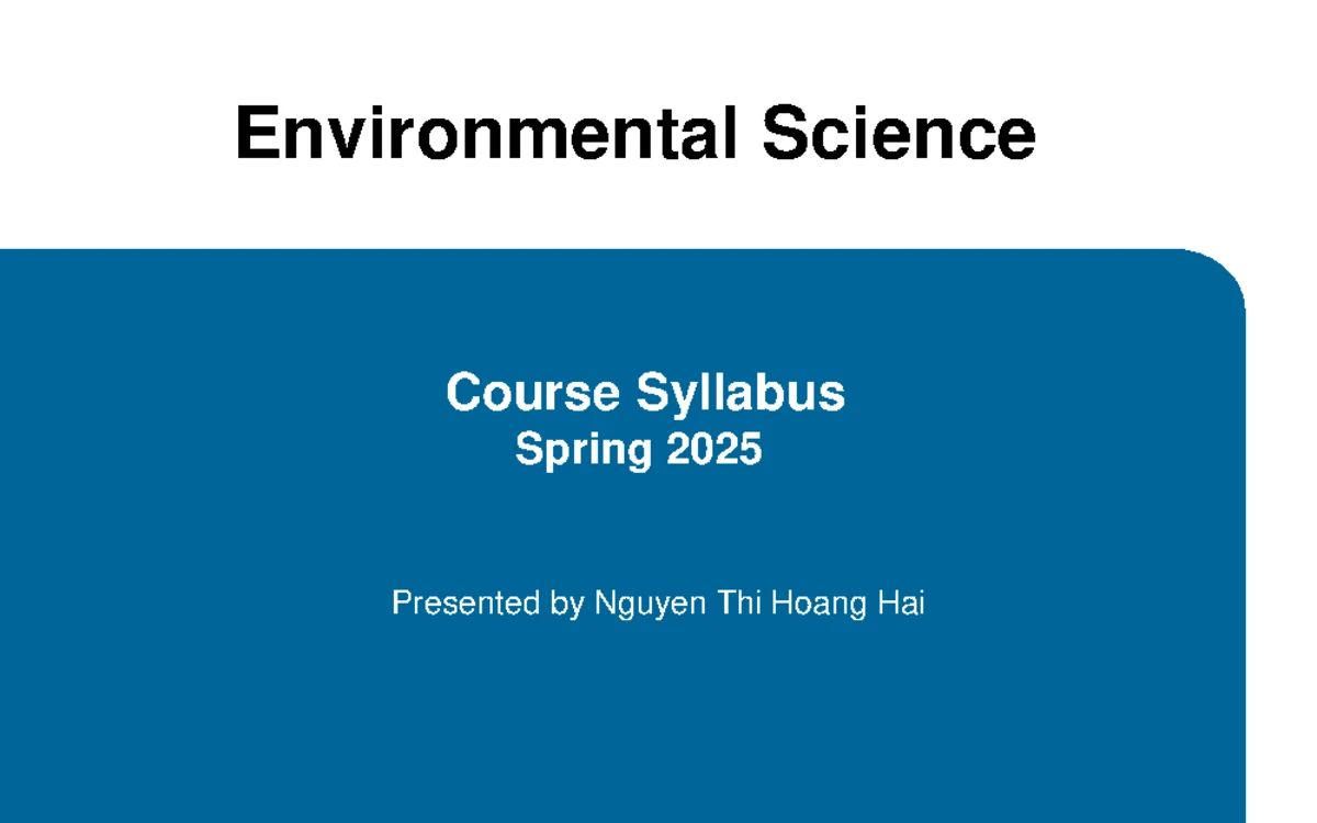 Environmental Science Syllabus PE014IU - School Year 2021 - Studocu