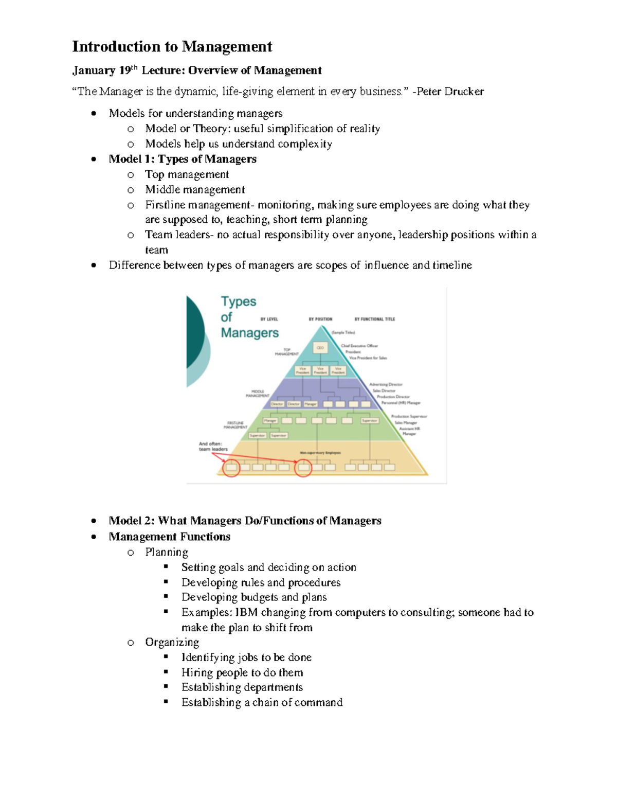 MGT 101 - First Midterm Study Notes by Prof. Livingston - Studocu